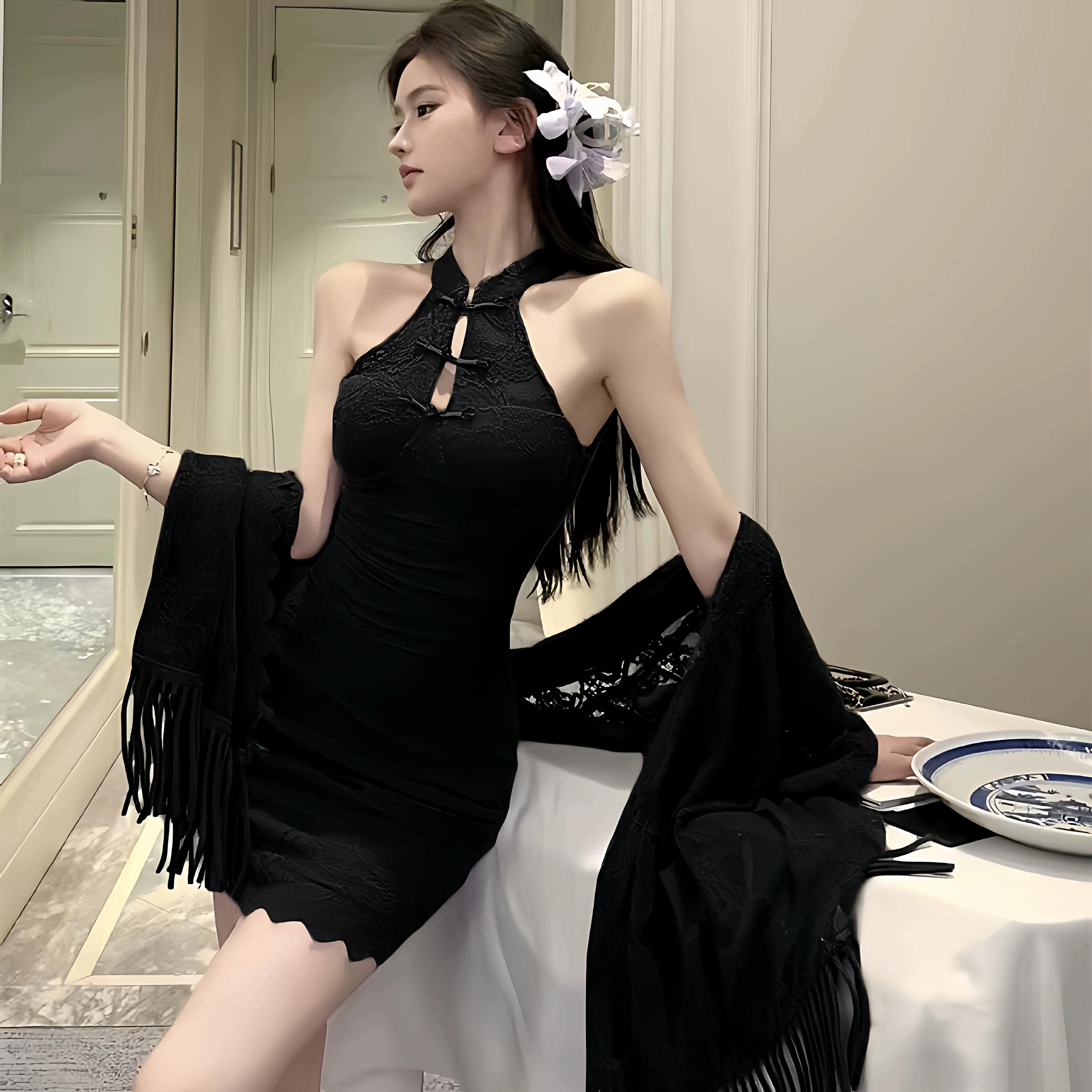 Women s Sexy New Chinese Style Qipao Dress Set, Black Lace Cheongsam with Tassel Shawl L чёрный
Women s Sexy New Chinese Style Qipao Dress Set, Black Lace Cheongsam with Tassel Shawl L чёрный