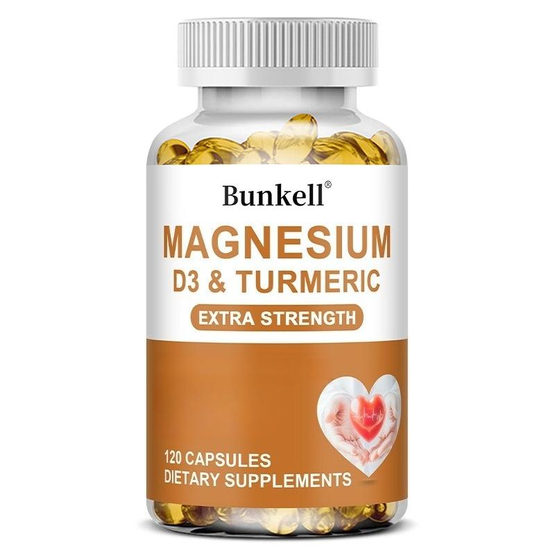 Magnesium, Vitamin D3 And Turmeric Dietary Supplement, Extra Strength, 120 Capsules Per Bottle 120 Capsules
Magnesium, Vitamin D3 And Turmeric Dietary Supplement, Extra Strength, 120 Capsules Per Bottle 120 Capsules