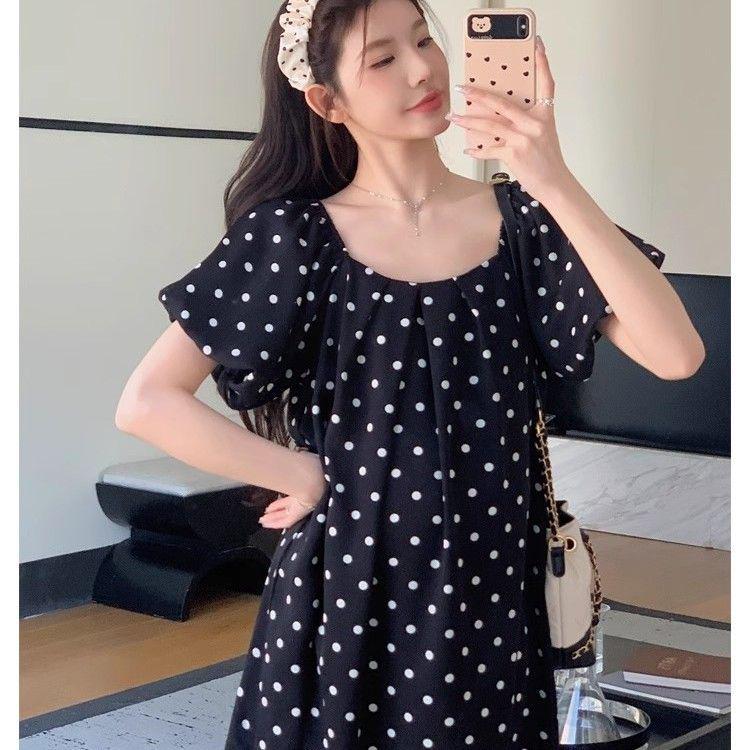 Plus Size Polka Dot Lace-Up Summer Dress - Square Neck, Over-the-Knee, Maternity Flattering L
Plus Size Polka Dot Lace-Up Summer Dress - Square Neck, Over-the-Knee, Maternity Flattering L