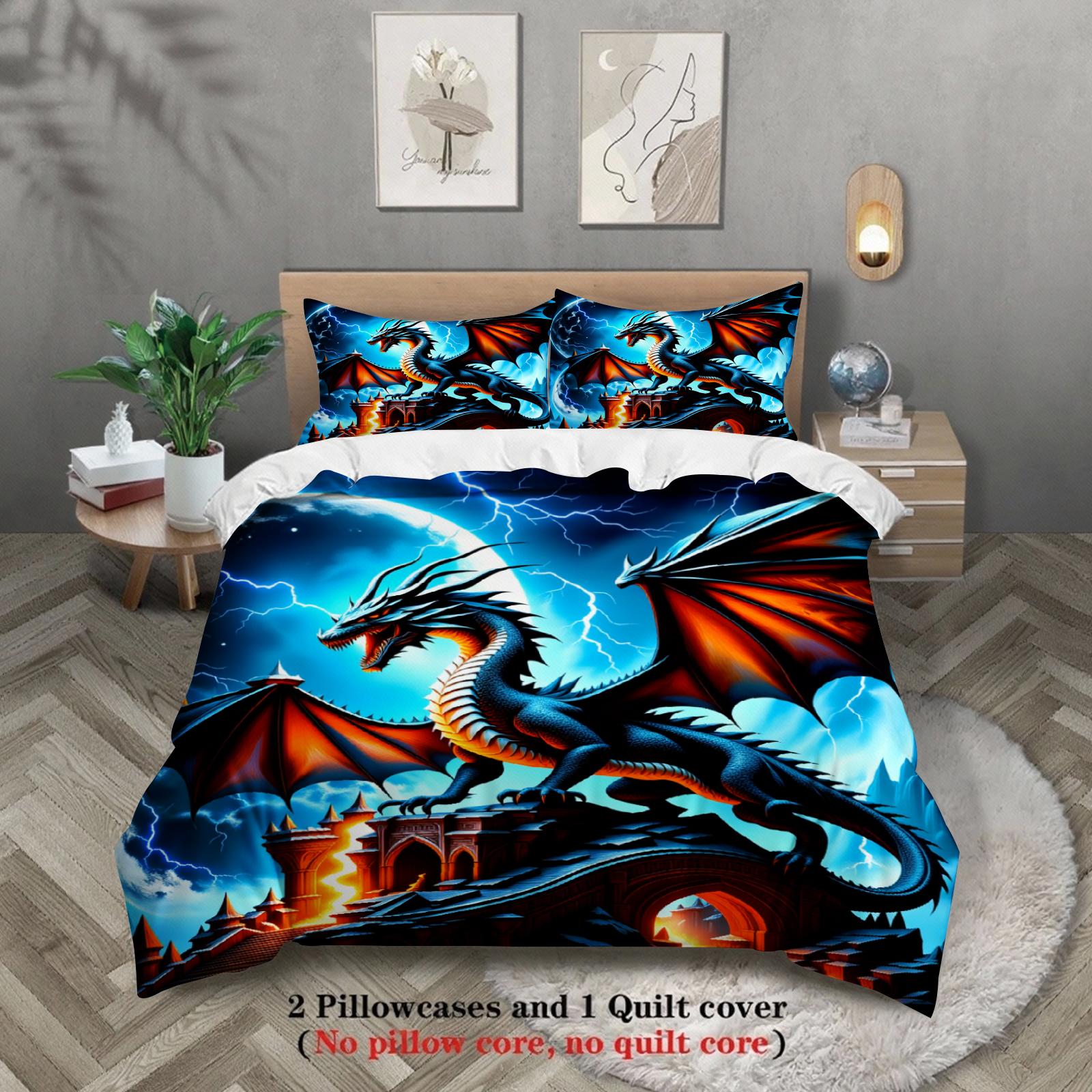3pcs Dragon Fantasy Bedding Sets 3D Printed Mythical Dragon Easy Care Durable Duvet Cover Sets With Pillowcases No Filling US Twin(172x218cm)
3pcs Dragon Fantasy Bedding Sets 3D Printed Mythical Dragon Easy Care Durable Duvet Cover Sets With Pillowcases No Filling US Twin(172x218cm)