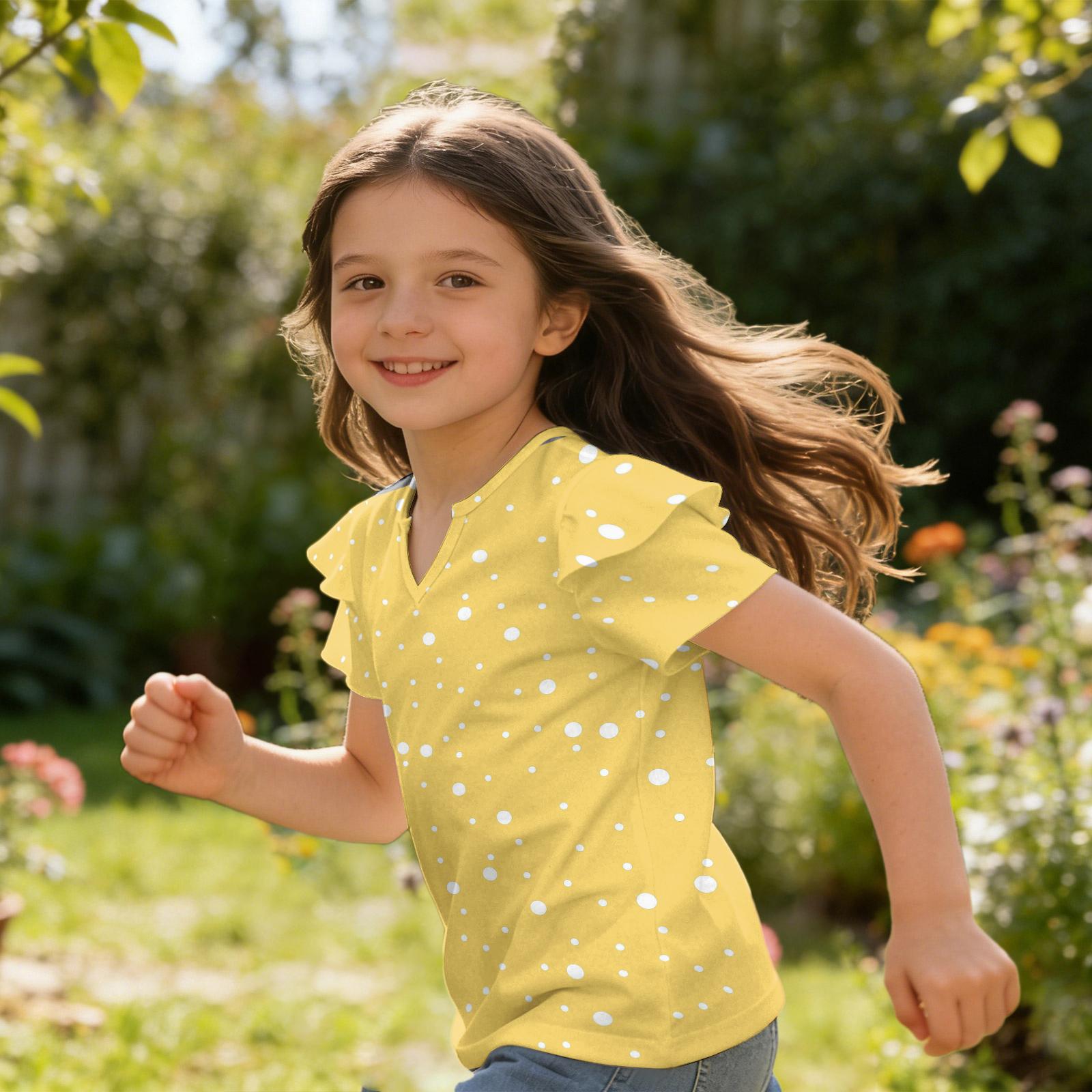 Girls V-Neck Ruffle Tee - Short Sleeve Summer Blouse 140 жовтий
Girls V-Neck Ruffle Tee - Short Sleeve Summer Blouse 140 жовтий
