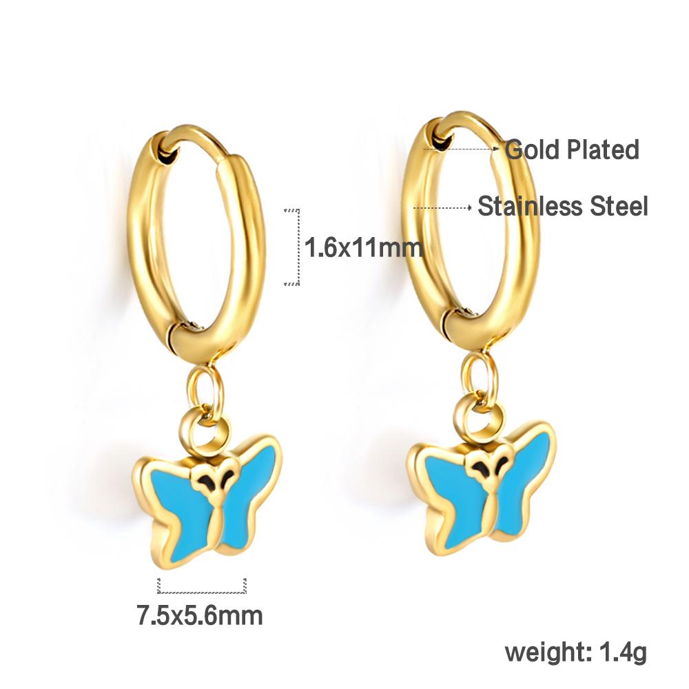 Ladies Accessories Fashion Stainless Steel 1.6x11mm Circle with Butterfly Blue Drip Oil Earrings Steel Jewelry
Ladies Accessories Fashion Stainless Steel 1.6x11mm Circle with Butterfly Blue Drip Oil Earrings Steel Jewelry