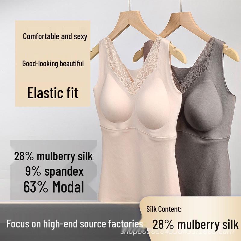 Women s Silk Modal Thermal Lace V-Neck Vest, Padded & High Elastic for Autumn/Winter 2025 Large
Women s Silk Modal Thermal Lace V-Neck Vest, Padded & High Elastic for Autumn/Winter 2025 Large