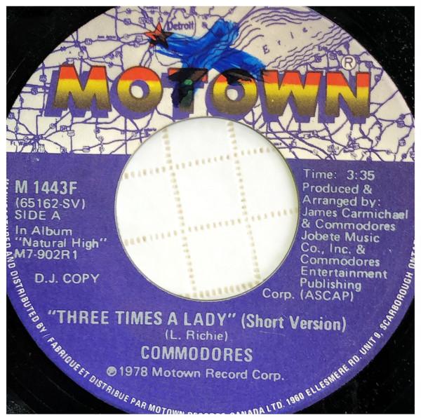 7inch Record COMMODORES - Three Times A Lady M1443F Motown 1978 Canada Soul/Funk Used
7inch Record COMMODORES - Three Times A Lady M1443F Motown 1978 Canada Soul/Funk Used