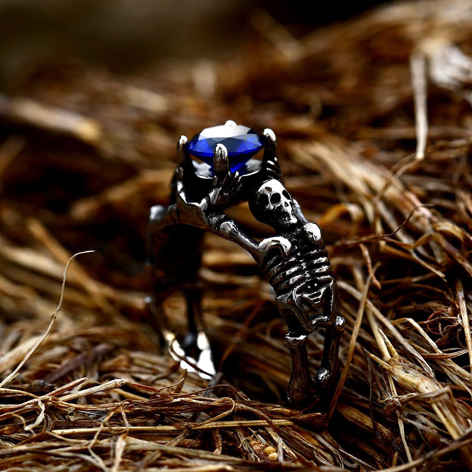 Stainless Steel Skeleton Ring Colorful Zircon Stones Punk Biker Style Women Girls Ring Size 6-13# 13 синій
Stainless Steel Skeleton Ring Colorful Zircon Stones Punk Biker Style Women Girls Ring Size 6-13# 13 синій