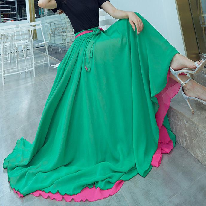 Женская двусторонняя юбка 720 градусов атласная длинная юбка длинная юбка для танца живота длинная юбка для танцевальных тренировок однотонная танцевальная юбка XL