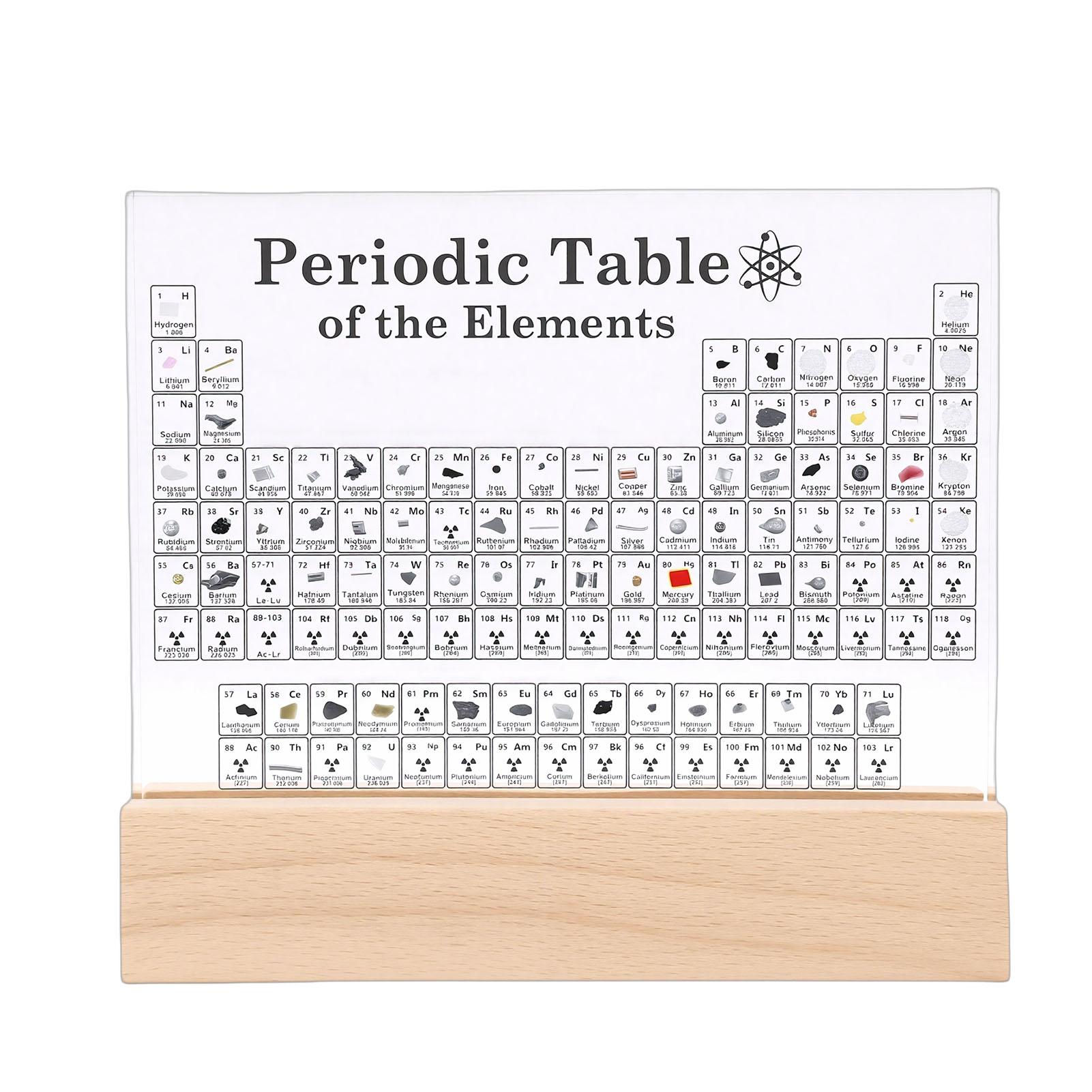 Periodic Table of Elements 83 Real Samples Wooden Stand Lighted Acrylic Periodic Table Decor for Students Teachers
Periodic Table of Elements 83 Real Samples Wooden Stand Lighted Acrylic Periodic Table Decor for Students Teachers