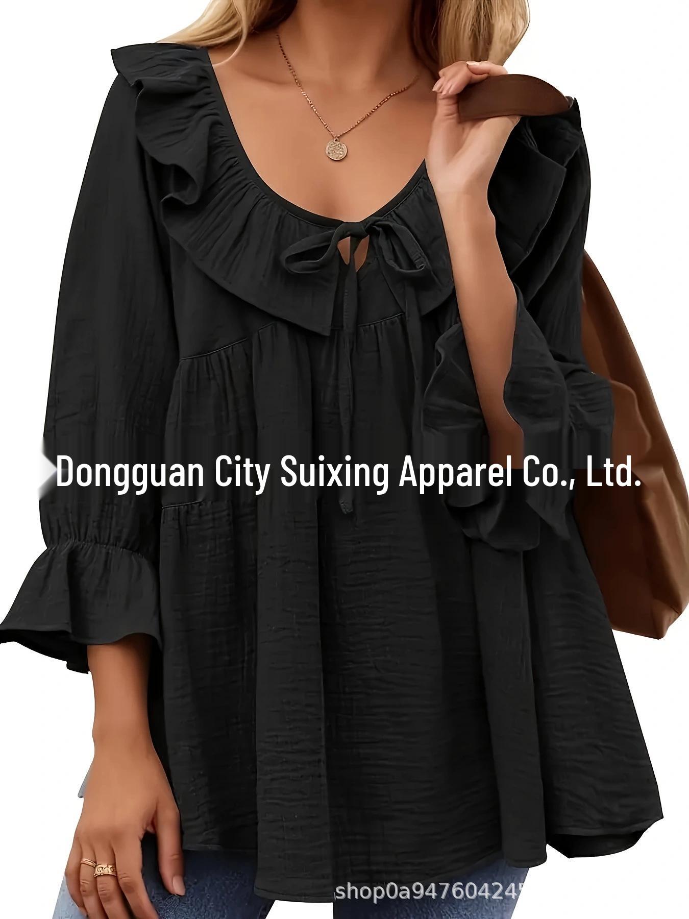 2025 Fashion Ruffle Solid Color V-neck Lace-up Loose Top - Europe & America Style Large
2025 Fashion Ruffle Solid Color V-neck Lace-up Loose Top - Europe & America Style Large