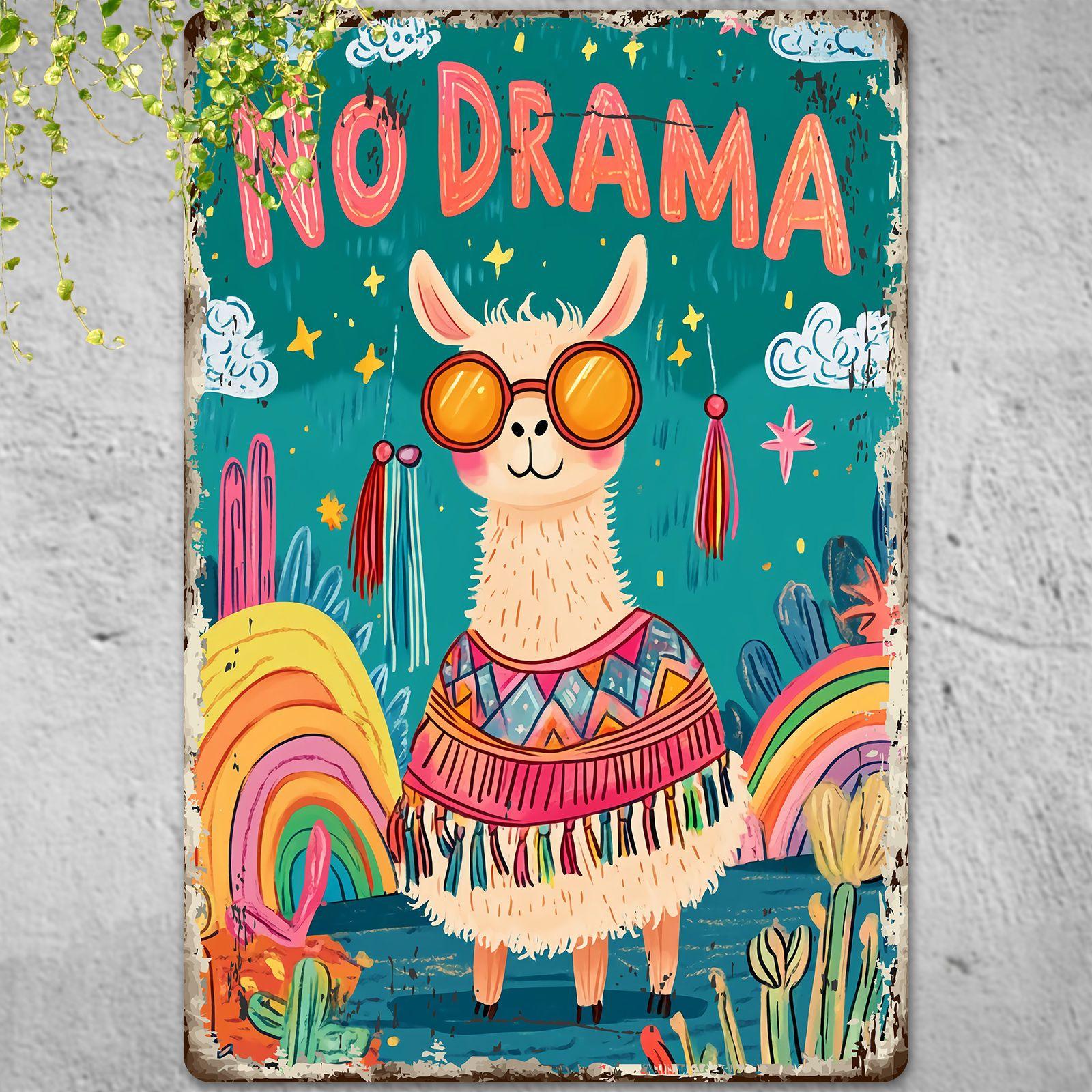 No Drama Llama Vintage Metal Wall Art Sign Inch Retro Iron Decor with Colorful Desert Design PreDrilled Holes Waterproof 20x30cm(7.8x11.8inch)
No Drama Llama Vintage Metal Wall Art Sign Inch Retro Iron Decor with Colorful Desert Design PreDrilled Holes Waterproof 20x30cm(7.8x11.8inch)