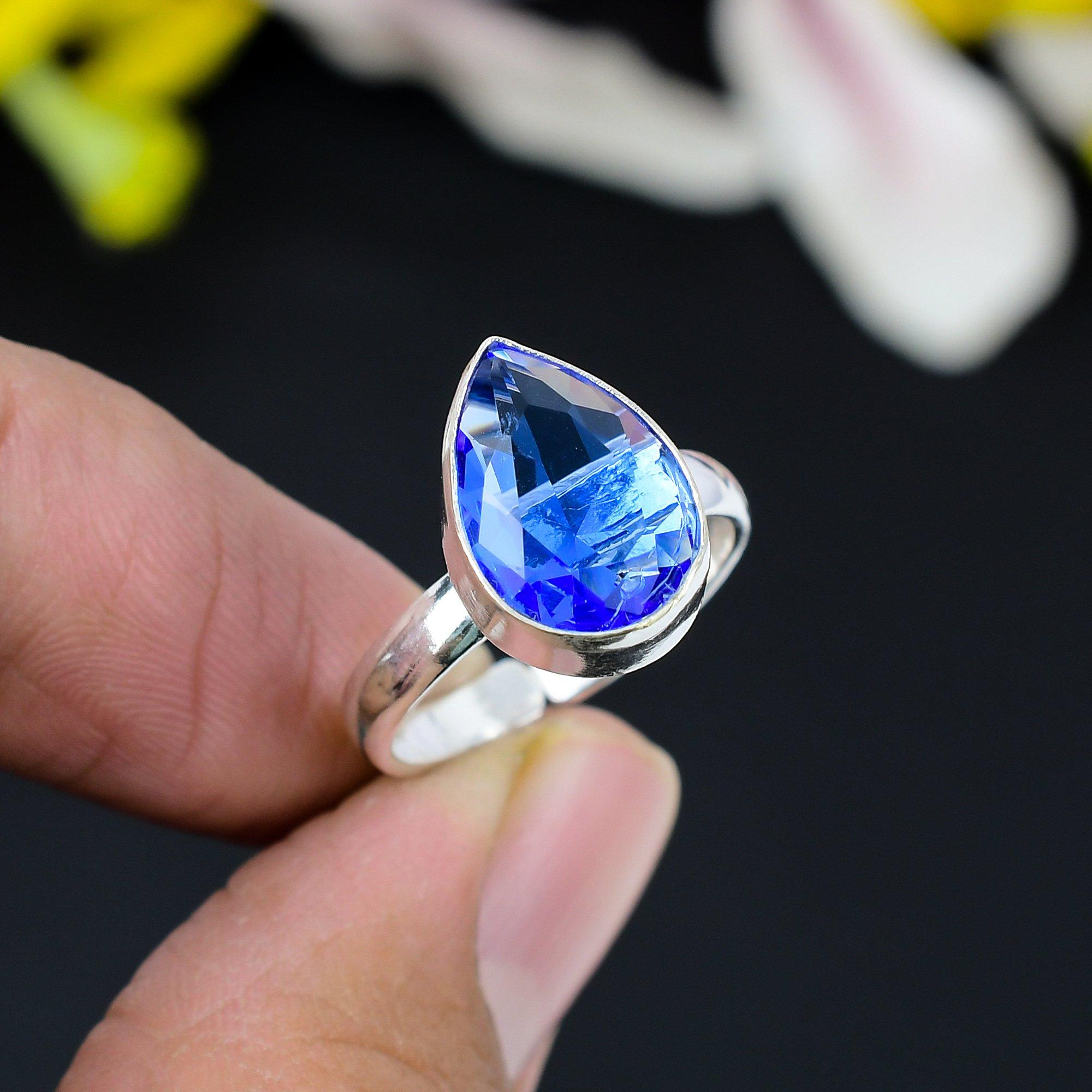 Tanzanite Quartz Gemstone Handmade 925 Sterling Silver Jewelry Ring Size 8 KG-357
Tanzanite Quartz Gemstone Handmade 925 Sterling Silver Jewelry Ring Size 8 KG-357