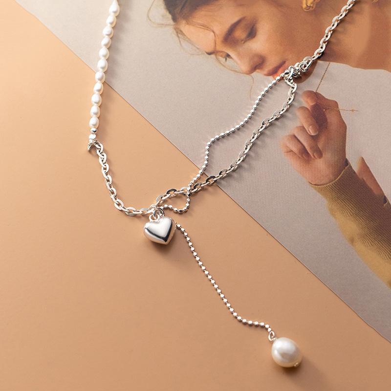 Двухслойное ожерелье с жемчугом в стиле барокко и любовью, элегантное женское ретро-колье с кисточками 42+7cm