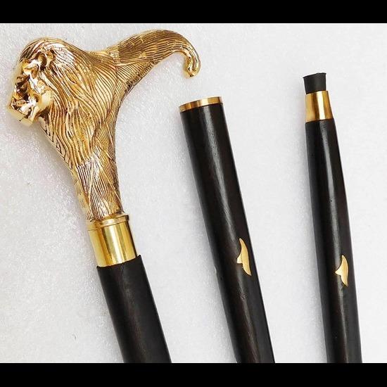 Морская трость из цельной латуни с ручкой в виде головы льва, деревянная трость для ходьбы, винтажный дизайнерский подарок ручной работы M аэро