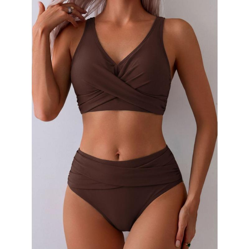 Olive Green Twist Front High Waist Bikini Set V Neck Two Piece Swimsuit L коричневий
Olive Green Twist Front High Waist Bikini Set V Neck Two Piece Swimsuit L коричневий