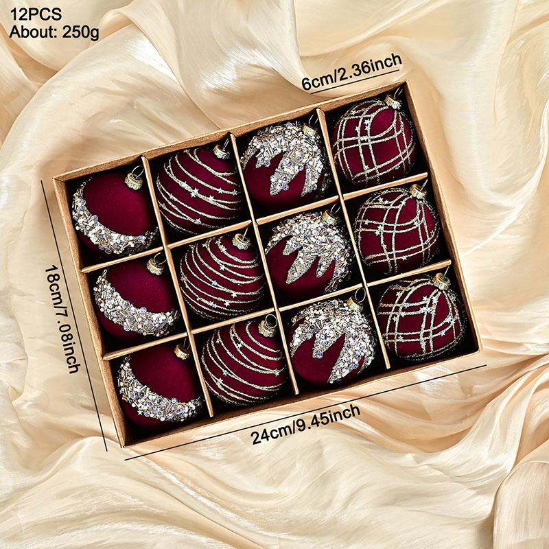 6Cm Wine Red Velvet Christmas Balls 12Pcs Shatterproof Tree Ornaments for Xmas Party New Year Holiday Home Decoration
6Cm Wine Red Velvet Christmas Balls 12Pcs Shatterproof Tree Ornaments for Xmas Party New Year Holiday Home Decoration