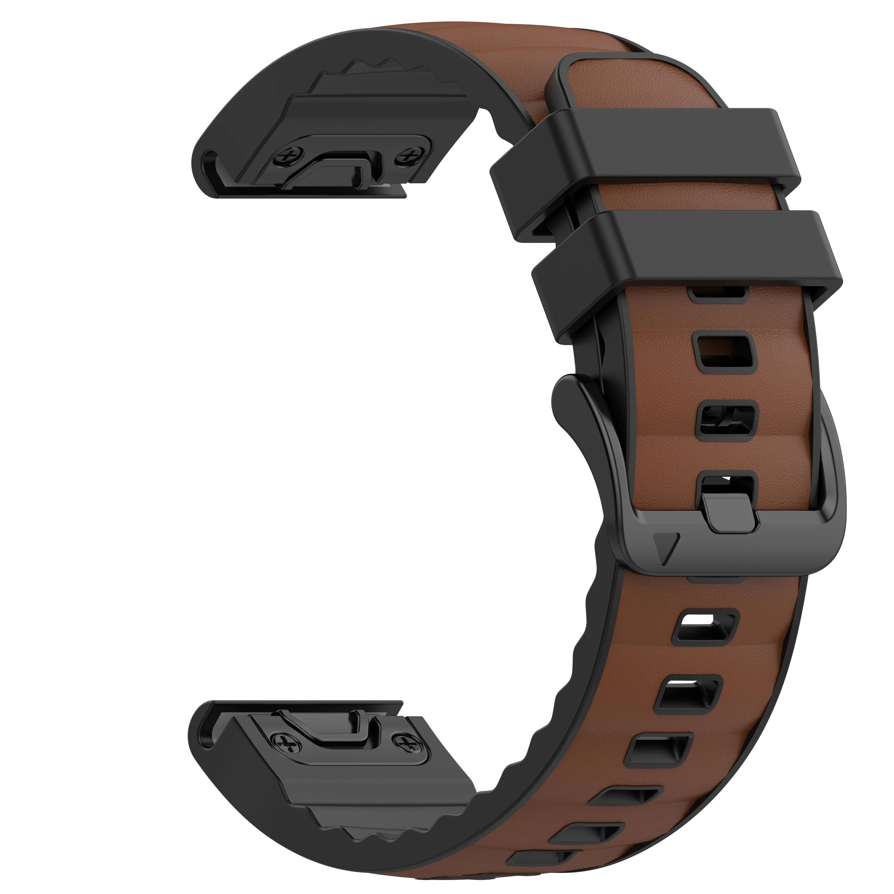 Шкіряно-силіконовий ремінець 22/26 мм для Garmin Fenix 8 47 мм 51 мм 7 7X 6 6X 5 5X Plus Enduro 3 Tactix 9 Forerunner 965 955 970 22mm світло-коричневого кольору
Шкіряно-силіконовий ремінець 22/26 мм для Garmin Fenix 8 47 мм 51 мм 7 7X 6 6X 5 5X Plus Enduro 3 Tactix 9 Forerunner 965 955 970 22mm світло-коричневого кольору