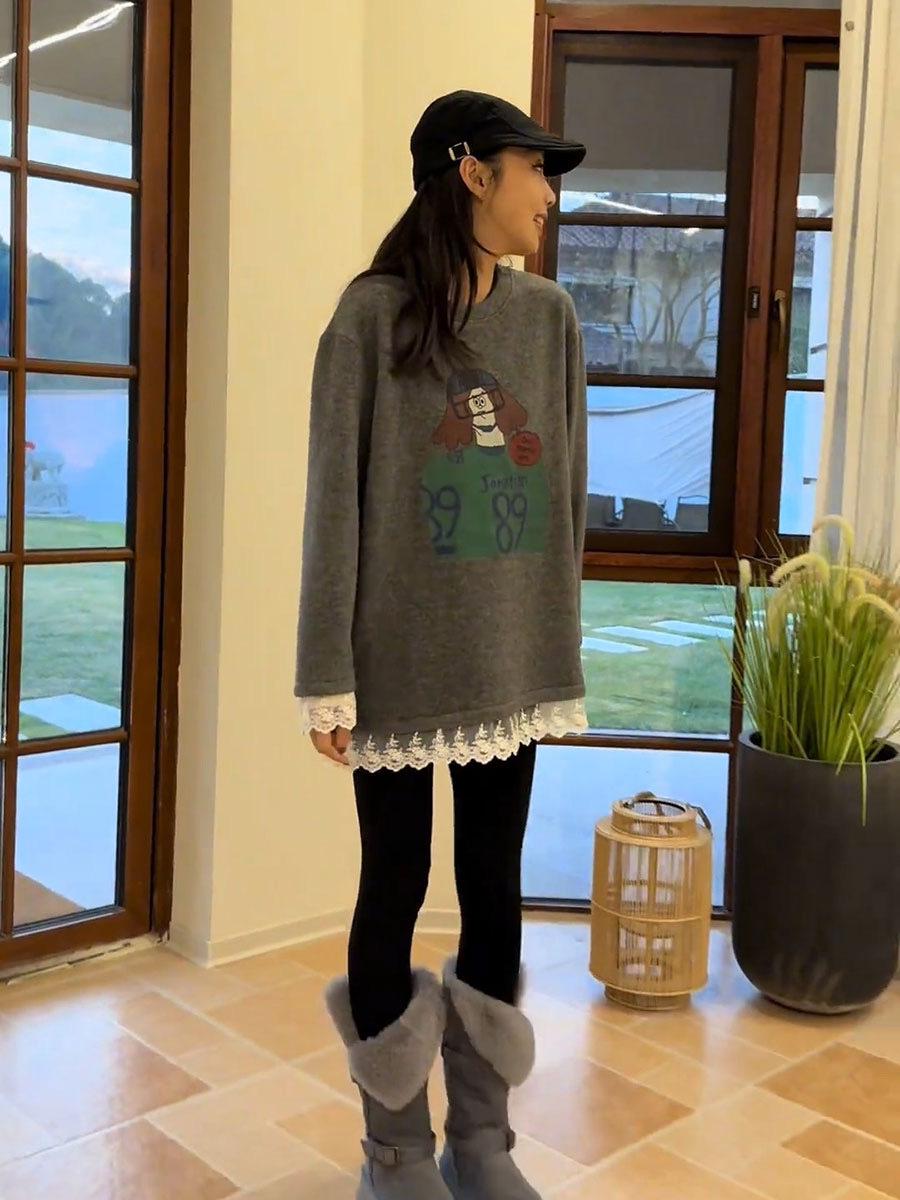 Свитшот средней длины из флиса с кружевом в корейском стиле - Женский повседневный топ на раннюю весну, закрывающий бедра Extra Large серый
Свитшот средней длины из флиса с кружевом в корейском стиле - Женский повседневный топ на раннюю весну, закрывающий бедра Extra Large серый