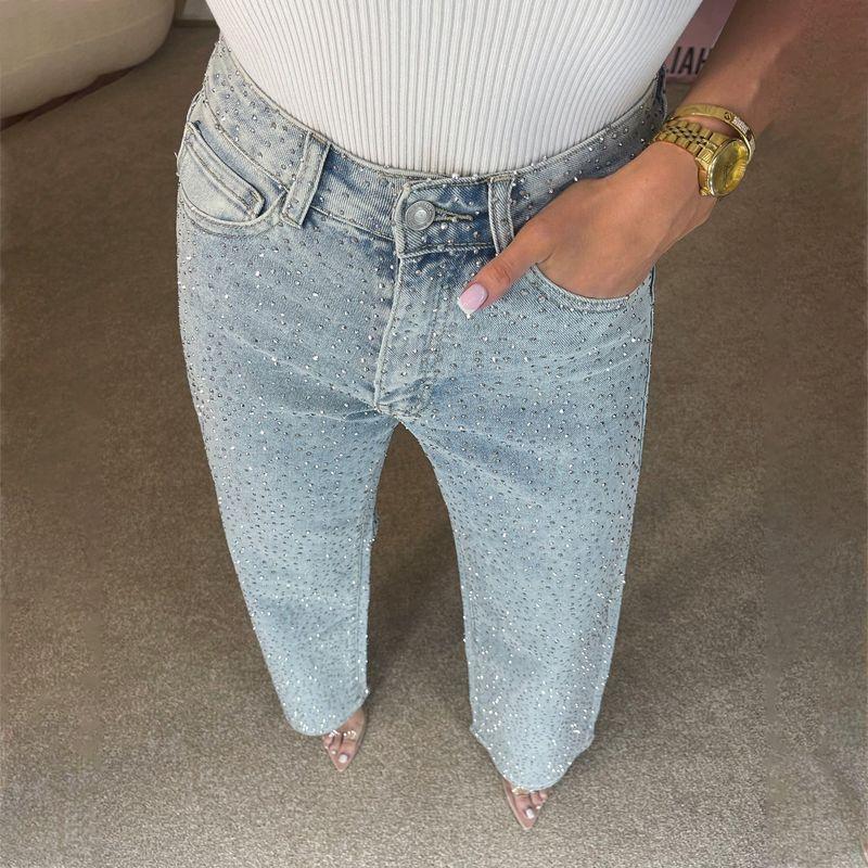 2025 Fashion Street Style Stylish Full Diamond Straight-leg Denim Female Spring & Fall High Waist All-Matching Trousers Trousers Light Blue L
2025 Fashion Street Style Stylish Full Diamond Straight-leg Denim Female Spring & Fall High Waist All-Matching Trousers Trousers Light Blue L