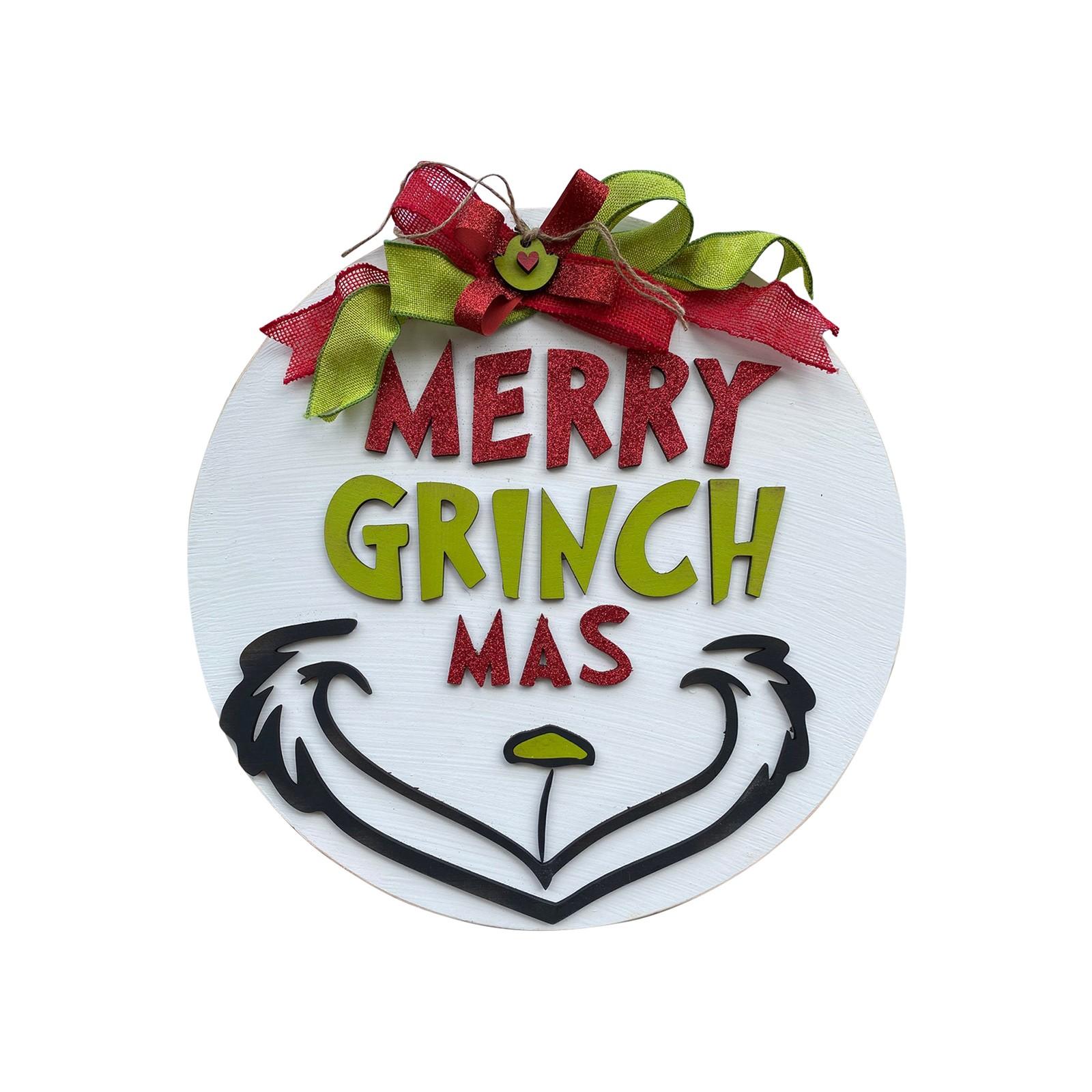 Merry Grinchmas Wooden Christmas Door Sign with Bow, Festive Holiday Wall Decor for Home Indoor Outdoor Party, 12 Inch Round
Merry Grinchmas Wooden Christmas Door Sign with Bow, Festive Holiday Wall Decor for Home Indoor Outdoor Party, 12 Inch Round