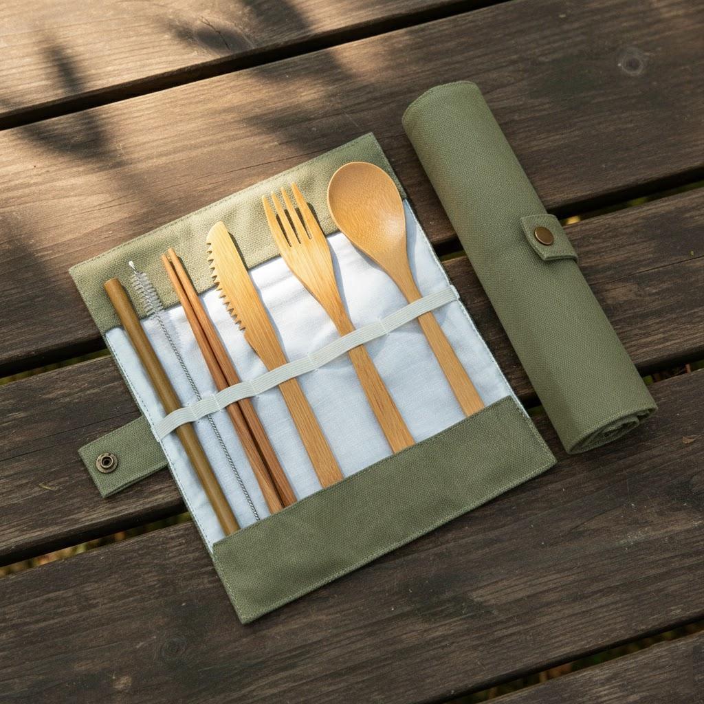 Reusable Bamboo Travel Cutlery Set Portable Wooden Utensils with Carrying Case Eco Friendly Flatware for Outdoor Camping Picnic зелений
Reusable Bamboo Travel Cutlery Set Portable Wooden Utensils with Carrying Case Eco Friendly Flatware for Outdoor Camping Picnic зелений