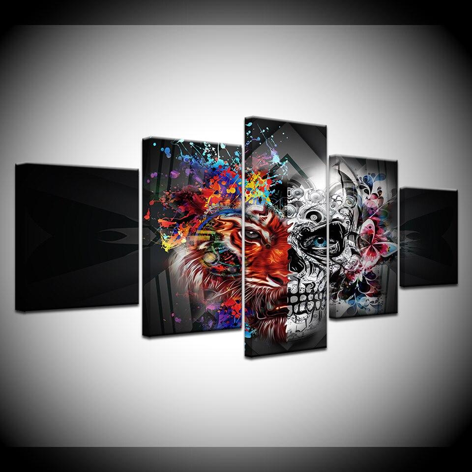5 панелей, холст, картина, настенное искусство, тигр, цветок, череп, HD печать, модульная картина для домашнего декора, украшение для гостиной
5 панелей, холст, картина, настенное искусство, тигр, цветок, череп, HD печать, модульная картина для домашнего декора, украшение для гостиной