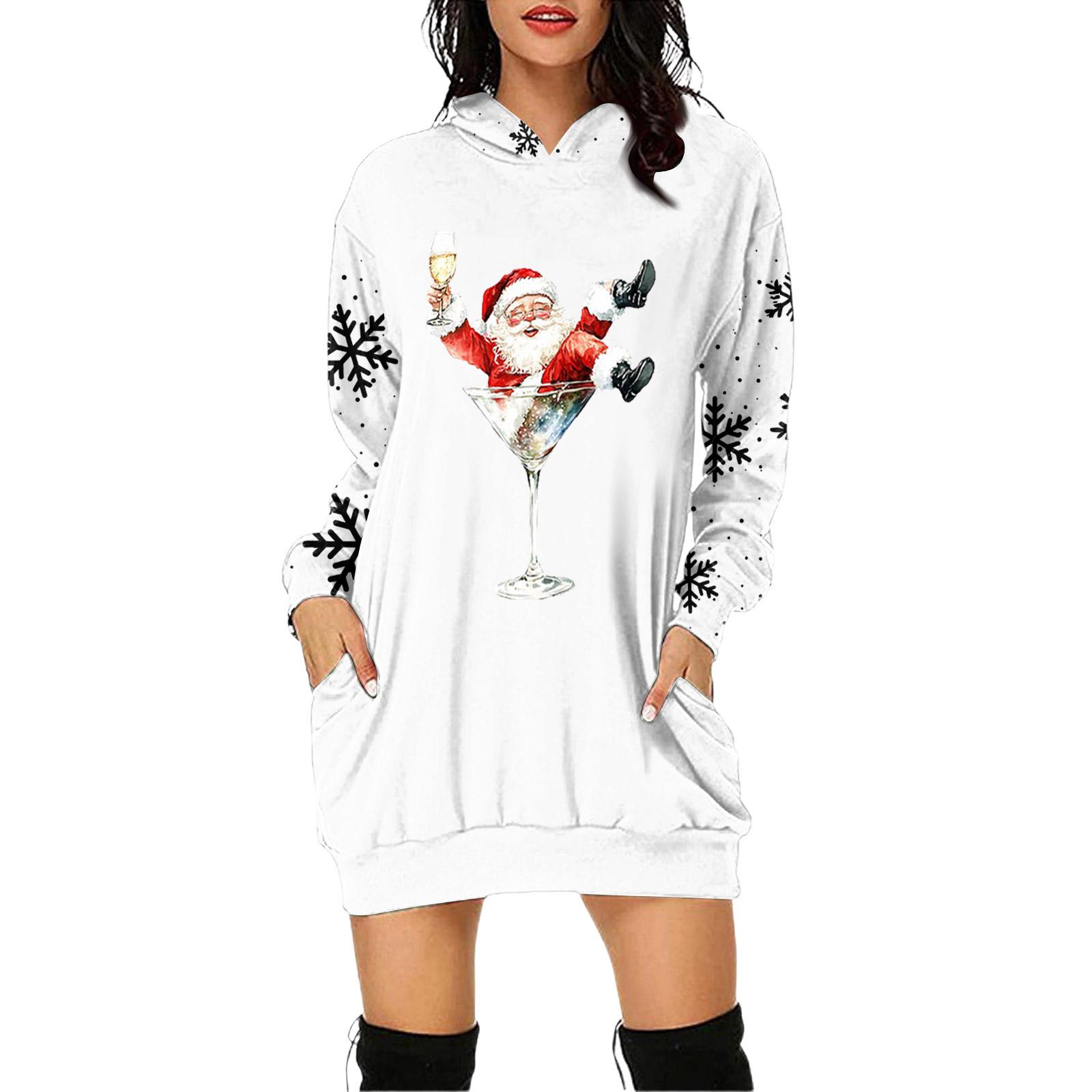 Женское платье-пуловер с капюшоном и карманом с рождественским принтом и длинным рукавом XXL белый
Женское платье-пуловер с капюшоном и карманом с рождественским принтом и длинным рукавом XXL белый
