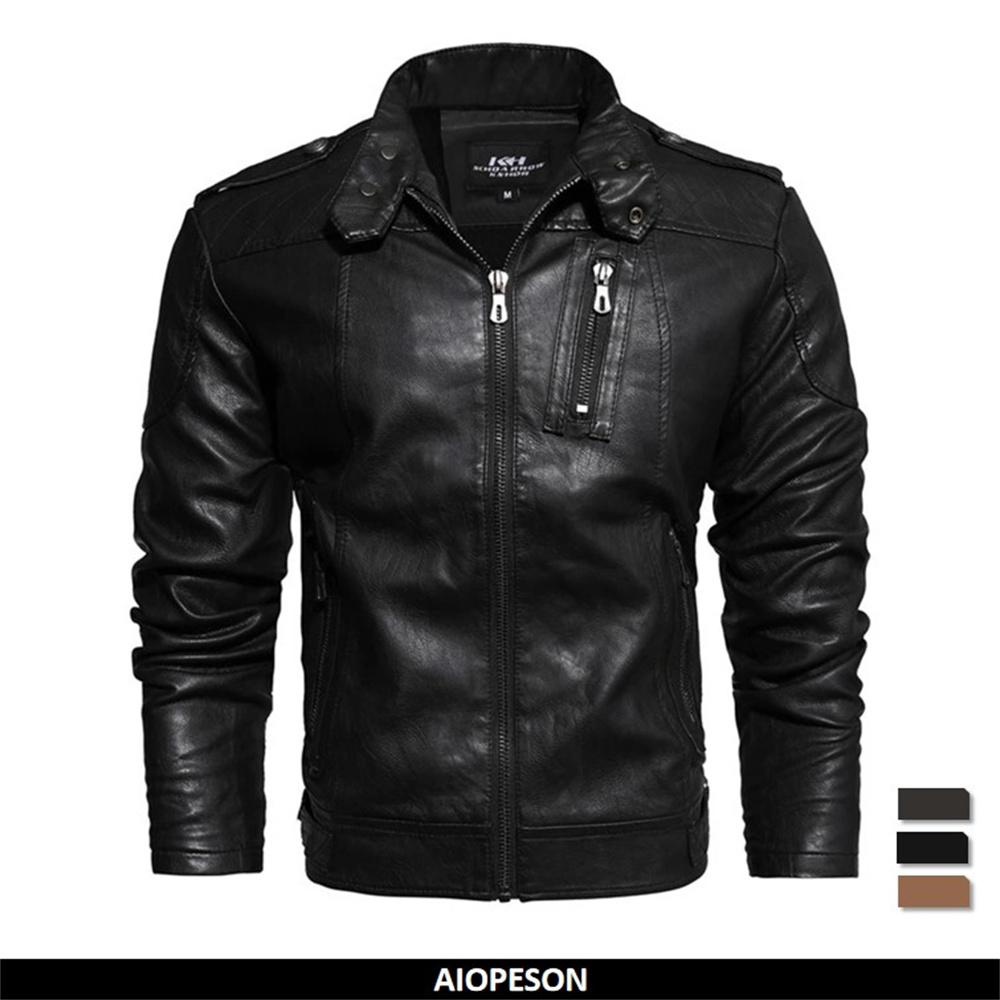 AIOPESON Мужская PU Кожаная куртка Сплошной цвет Slim Fit Молния Куртка Мужская стойка Воротник Уличная одежда Мужская кожаная куртка Осень
AIOPESON Мужская PU Кожаная куртка Сплошной цвет Slim Fit Молния Куртка Мужская стойка Воротник Уличная одежда Мужская кожаная куртка Осень
