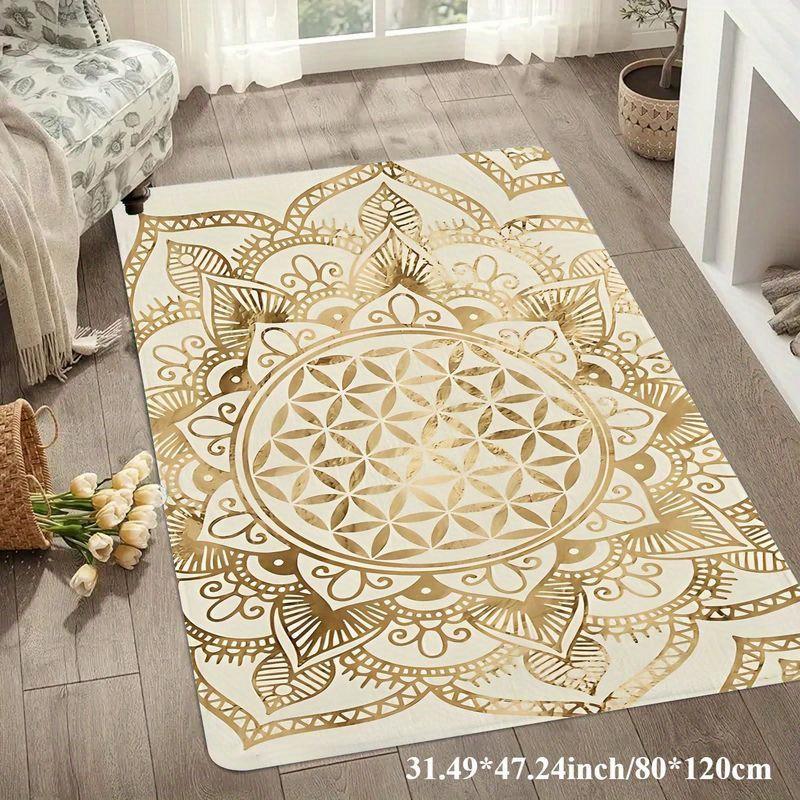Flannel Printed Mandala Rug Gold White Design Soft Fleece Floor Mat Living Room Carpet Boho Decor Spiritual Theme Rugs 60x90cm
Flannel Printed Mandala Rug Gold White Design Soft Fleece Floor Mat Living Room Carpet Boho Decor Spiritual Theme Rugs 60x90cm