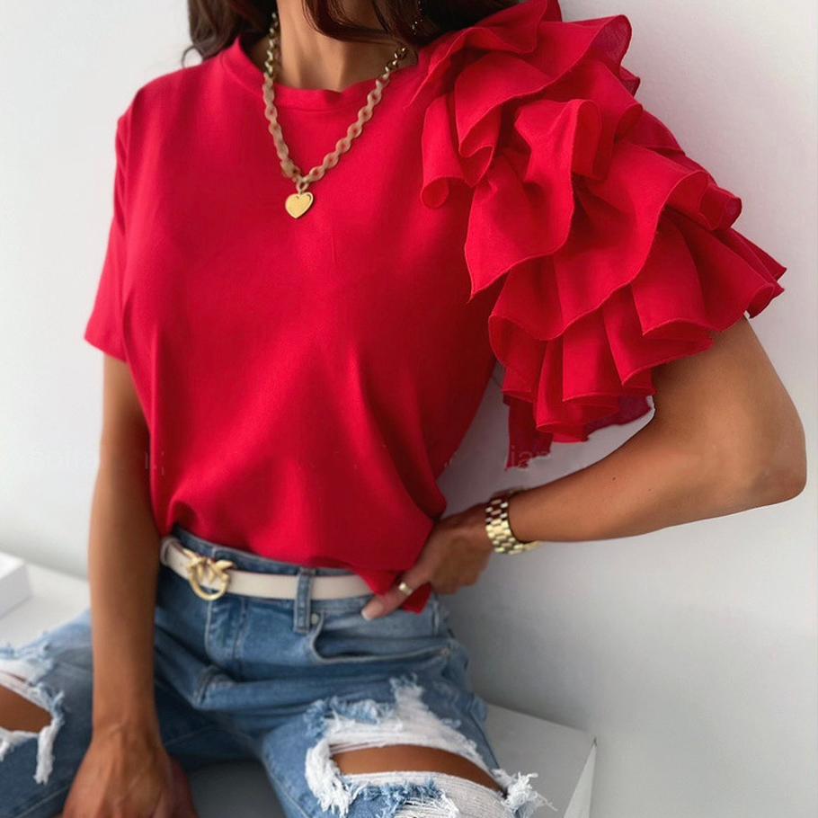 Летняя простая и модная женская футболка с короткими рукавами и круглым вырезом XL красный
Летняя простая и модная женская футболка с короткими рукавами и круглым вырезом XL красный