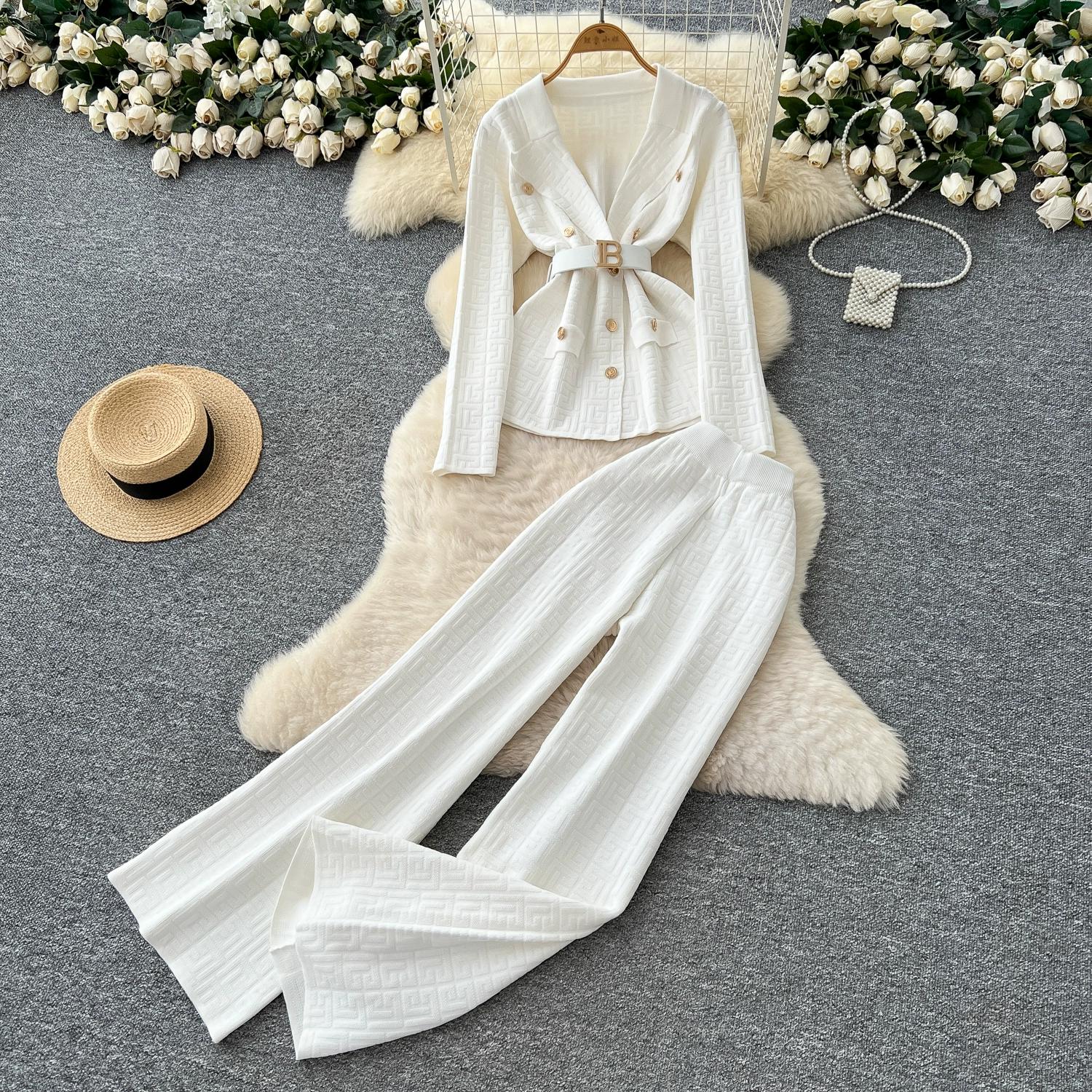 Осінньо-зимовий жіночий вінтажний дизайнерський в язаний светр, штани, комплект з двох предметів, жакет з коміром-піджаком, пальто та широкі штани, спортивний костюм One Size
Осінньо-зимовий жіночий вінтажний дизайнерський в язаний светр, штани, комплект з двох предметів, жакет з коміром-піджаком, пальто та широкі штани, спортивний костюм One Size