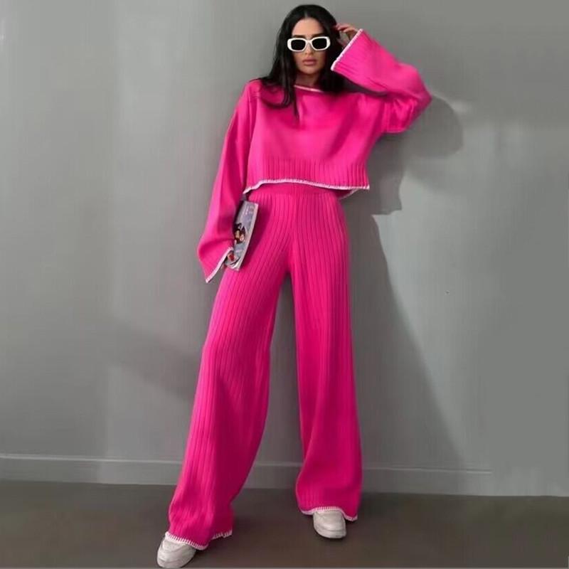 Cross-border Women s Knitted Sweater & Long Pants Set for Autumn/Winter Small рожевий червоний колір
Cross-border Women s Knitted Sweater & Long Pants Set for Autumn/Winter Small рожевий червоний колір