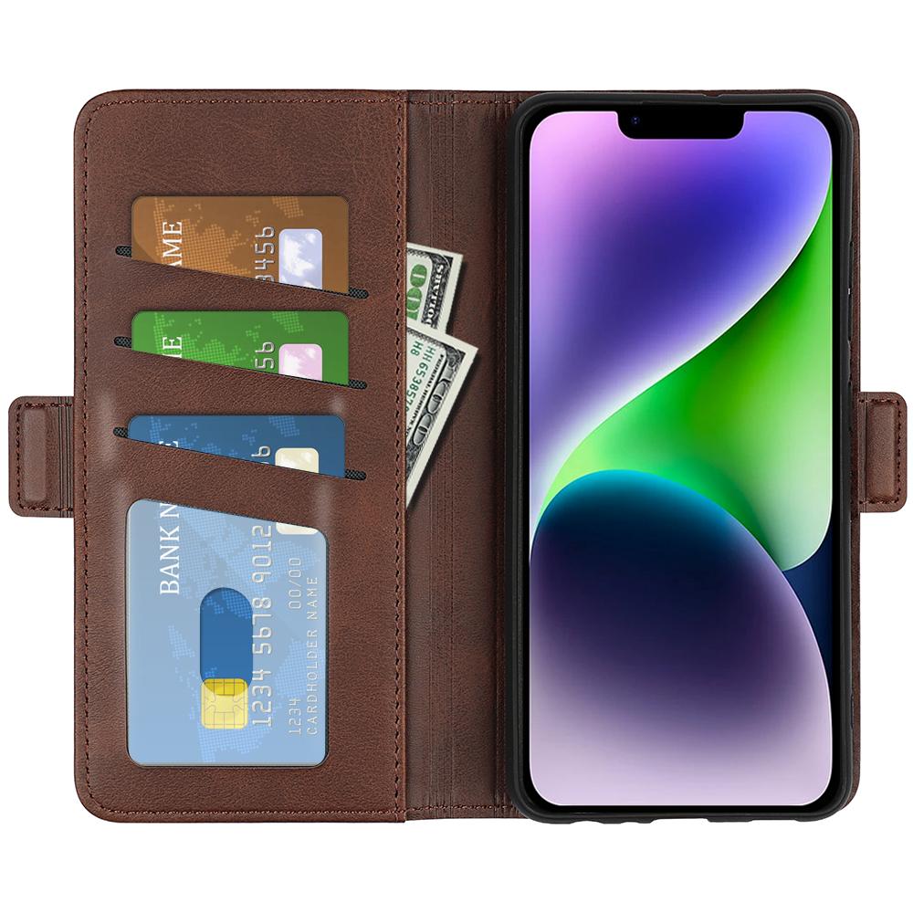 For iPhone 15 Plus PU Leather Wallet Phone Cover Calf Texture Stand Full Protection Phone Case Brown
For iPhone 15 Plus PU Leather Wallet Phone Cover Calf Texture Stand Full Protection Phone Case Brown