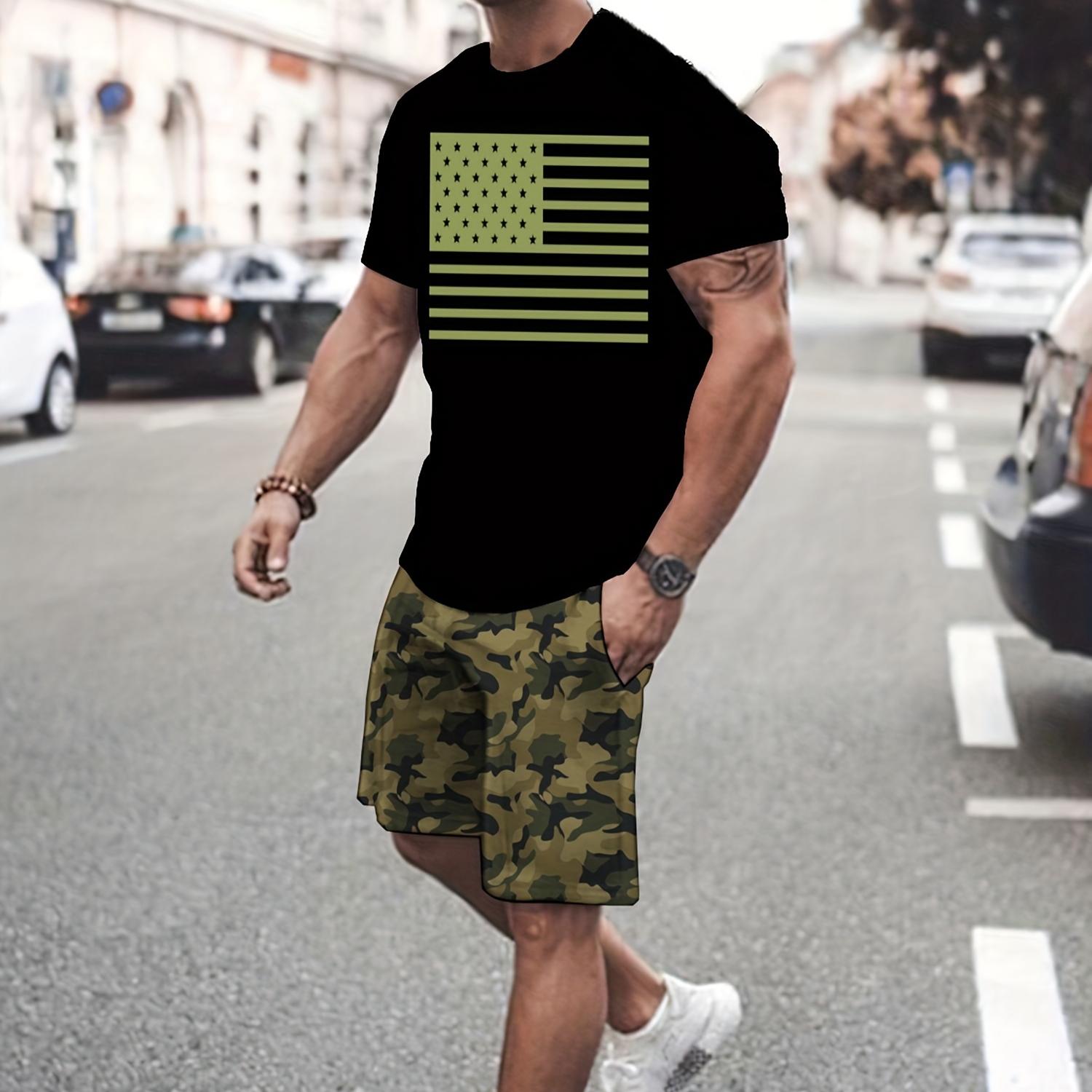 2-piece Men s Summer Leisure Outfit Set, Men s Short Sleeve Flag Digital Print Crew Neck T-shirt & Camo Shorts With Pockets 6XL
2-piece Men s Summer Leisure Outfit Set, Men s Short Sleeve Flag Digital Print Crew Neck T-shirt & Camo Shorts With Pockets 6XL