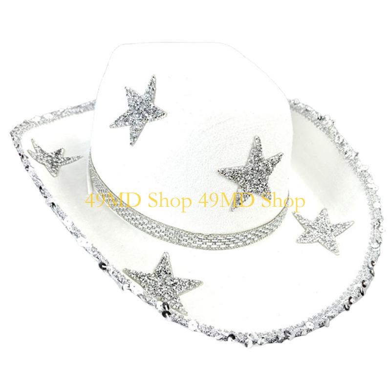 49MD Bride Hat Shimmering Rhinestones Cowboy Hats Crystal Panama Hat for Music Festivals Sparkly Star Rhinestones білий
49MD Bride Hat Shimmering Rhinestones Cowboy Hats Crystal Panama Hat for Music Festivals Sparkly Star Rhinestones білий