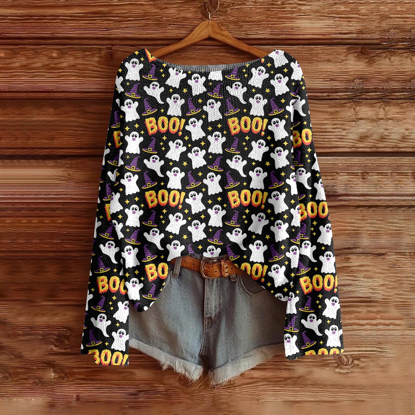 Женский модный свитер с длинным рукавом и принтом на Хэллоуин XL
Женский модный свитер с длинным рукавом и принтом на Хэллоуин XL