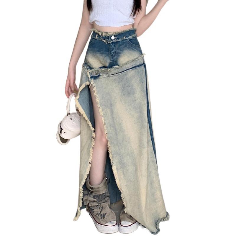 Стираная и потертая джинсовая юбка средней длины с разрезом для женщин с высокой талией, свободная посадка и утягивающая модная длинная юбка трапециевидной формы с меховой кромкой 2XL серый
Стираная и потертая джинсовая юбка средней длины с разрезом для женщин с высокой талией, свободная посадка и утягивающая модная длинная юбка трапециевидной формы с меховой кромкой 2XL серый