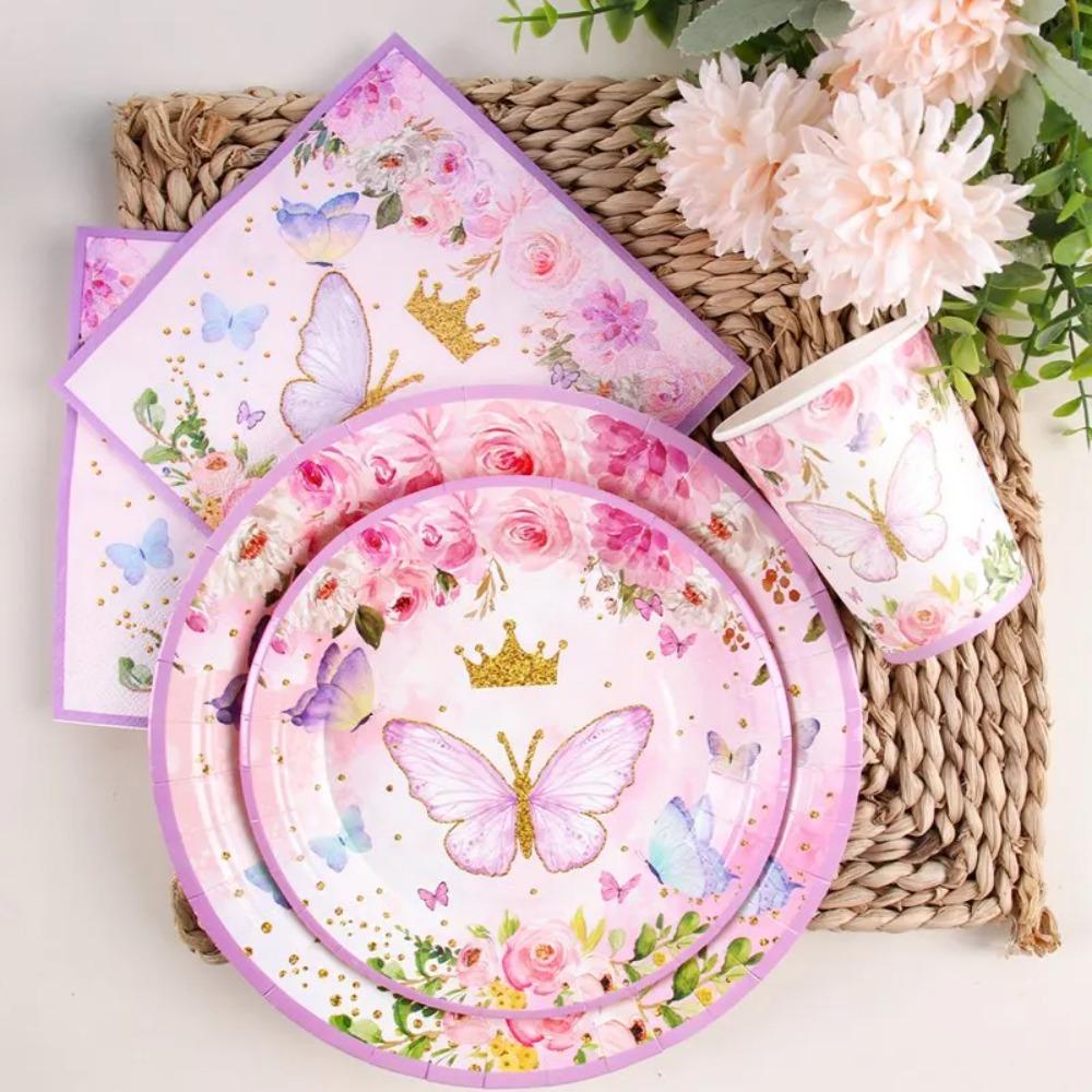 Butterfly Print Pink Butterfly Disposable Tableware Set Paper Plates Cups Napkins Straws Wedding napkin-12pcs
Butterfly Print Pink Butterfly Disposable Tableware Set Paper Plates Cups Napkins Straws Wedding napkin-12pcs