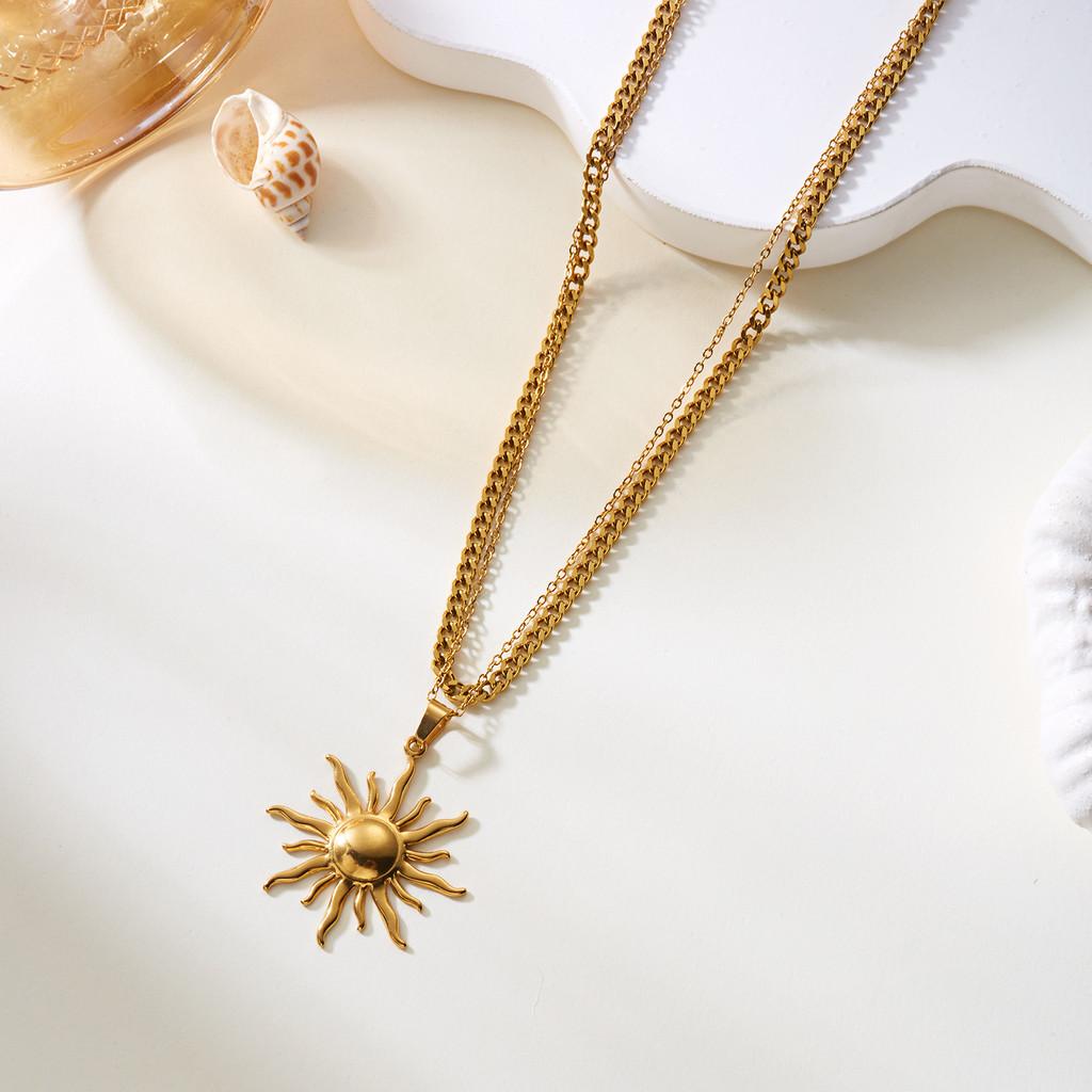 Summer Beachinspired Double Layer Stainless Steel Necklace With Sun And Shell Symbols For Daily Wear Sun
Summer Beachinspired Double Layer Stainless Steel Necklace With Sun And Shell Symbols For Daily Wear Sun