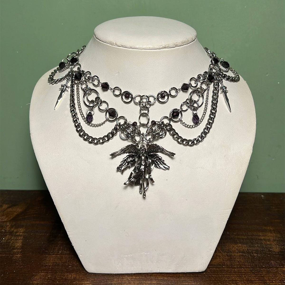 Halloween necklace European and American new gothic style metal angel pendant niche high sense multi-layer collarbone chain female
Halloween necklace European and American new gothic style metal angel pendant niche high sense multi-layer collarbone chain female