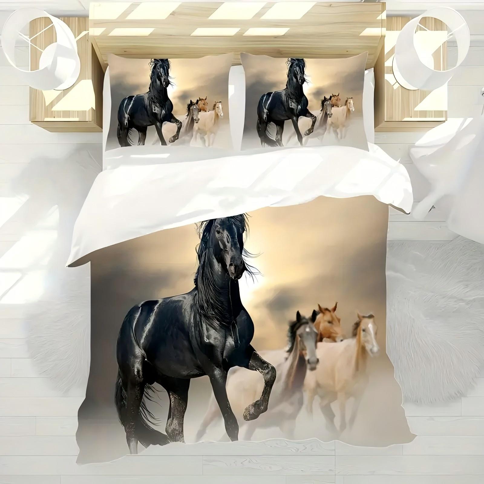 Sun Horse Herd Running Pattern 3D Printed Duvet Cover Soft Comfortable Luxury Bedding Set Wildlife Theme Quilt Cover Pillowcases 135x200cm 2pcs
Sun Horse Herd Running Pattern 3D Printed Duvet Cover Soft Comfortable Luxury Bedding Set Wildlife Theme Quilt Cover Pillowcases 135x200cm 2pcs