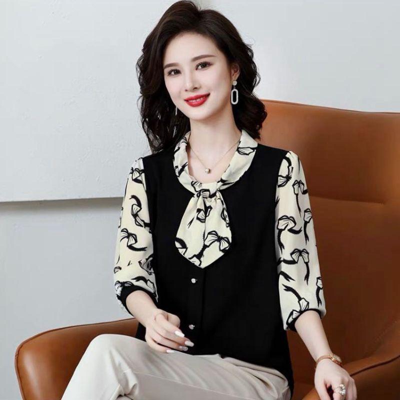 Женские рубашки, майка для мамы на осень, женская мода среднего возраста, топы с длинным рукавом, футболка 4XL