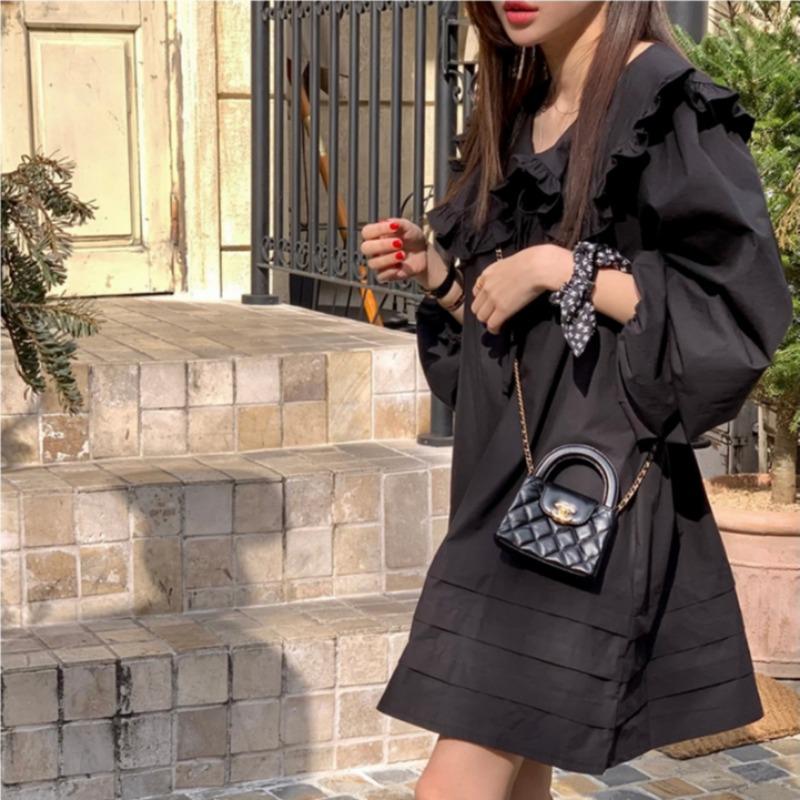 2026 Korean Chic Ruffled Collar Lace-up Slimming Dress Skirt One Size чорний
2026 Korean Chic Ruffled Collar Lace-up Slimming Dress Skirt One Size чорний