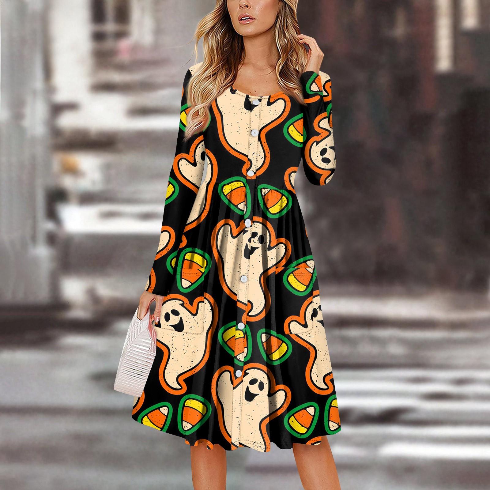 Женский повседневный модный сексуальный удобный сарафан с пуговицами, длинными рукавами и карманами, платье с принтом на Хэллоуин S
Женский повседневный модный сексуальный удобный сарафан с пуговицами, длинными рукавами и карманами, платье с принтом на Хэллоуин S