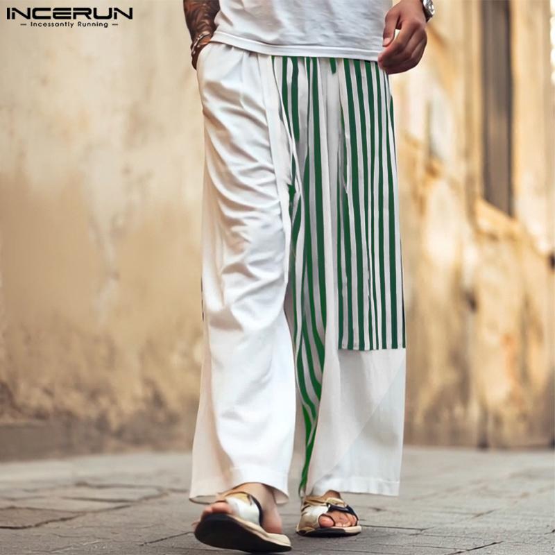 INCERUN Men Elastic Waist Striped Print Stitching Casual Wide Legs Pants Trousers M чорний
INCERUN Men Elastic Waist Striped Print Stitching Casual Wide Legs Pants Trousers M чорний