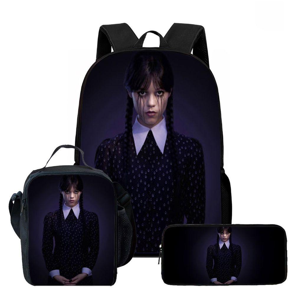 Wednesday Backpack Lunch Bag Pen Case Set With Geometric Pattern For Daily Use Color1
Wednesday Backpack Lunch Bag Pen Case Set With Geometric Pattern For Daily Use Color1