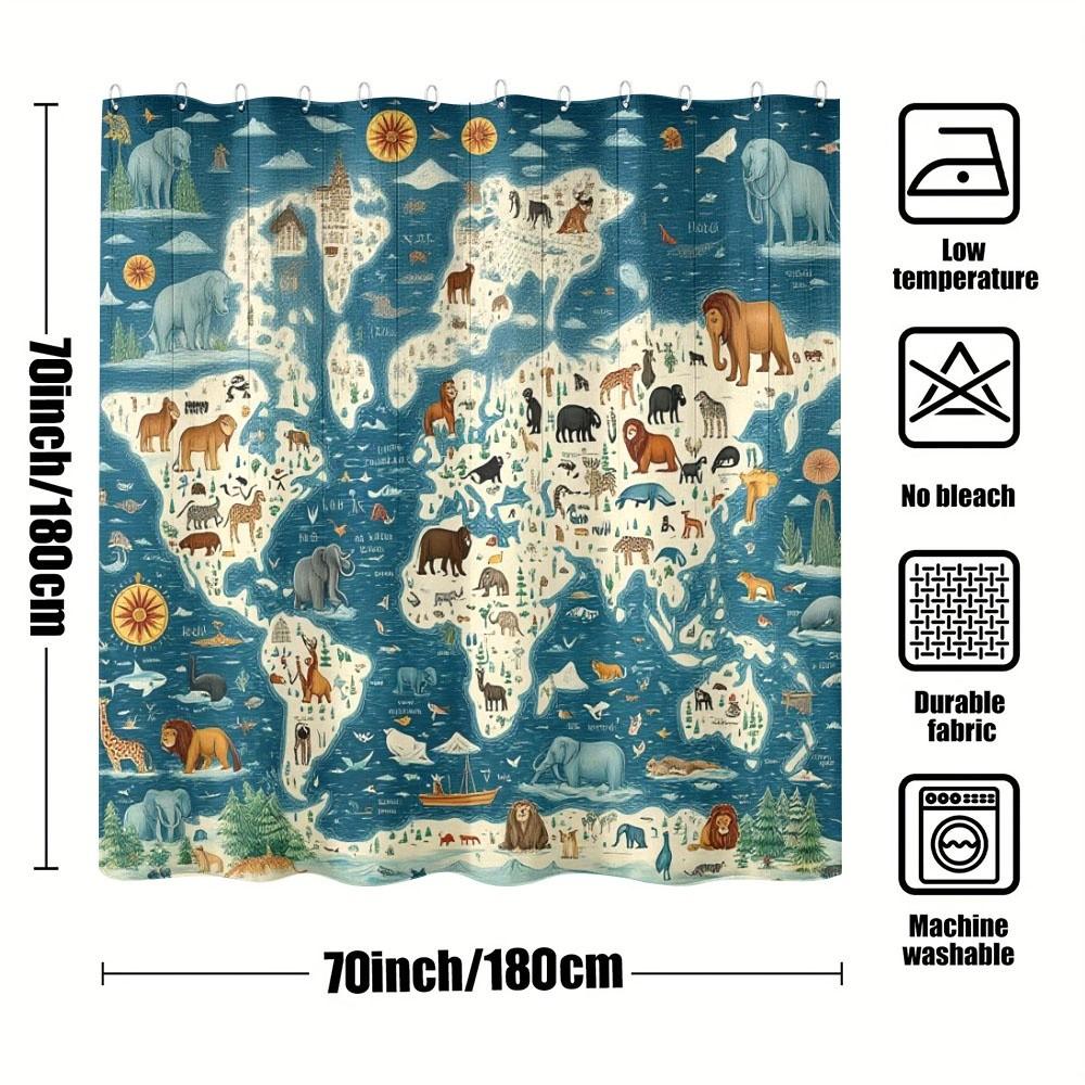 1 шт. Мультяшна карта світу Шторка для душу | 180x180см, Грайлива з тваринною тематикою, Поліестер, Сучасний стиль для ванної кімнати, Wh 90x180cm
1 шт. Мультяшна карта світу Шторка для душу | 180x180см, Грайлива з тваринною тематикою, Поліестер, Сучасний стиль для ванної кімнати, Wh 90x180cm
