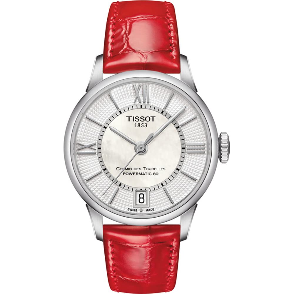 TISSOT Chemin des Tourelles Automatic Ladies Watch, Leather Strap, White Mother-of-Pearl Dial, T0992071611800
TISSOT Chemin des Tourelles Automatic Ladies Watch, Leather Strap, White Mother-of-Pearl Dial, T0992071611800