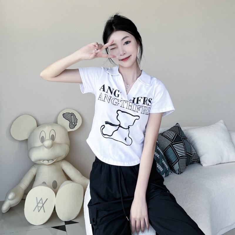 Women s Summer Short-Sleeve White Polo Collar T-Shirt with Print XL (105-120 jin recommended)
Women s Summer Short-Sleeve White Polo Collar T-Shirt with Print XL (105-120 jin recommended)