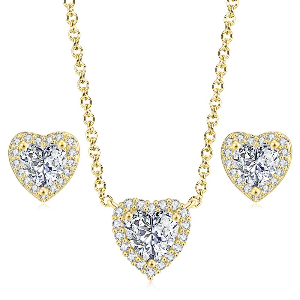 Heart Jewelry Sets for Women Crystal Necklace Earrings Korean Style Gold Color Fashion Cute Moissanite Wedding Accessories S551
Heart Jewelry Sets for Women Crystal Necklace Earrings Korean Style Gold Color Fashion Cute Moissanite Wedding Accessories S551