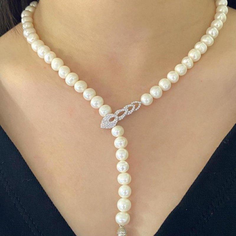 MaGümüş 47.50 Gr Золотая Модель Новый Специальный Дизайн Жемчужное Колье Стерлингового Серебра 925 Ожерелье Роскошь Для Женщин Ювелирные Изделия И Аксессуары Эффектные