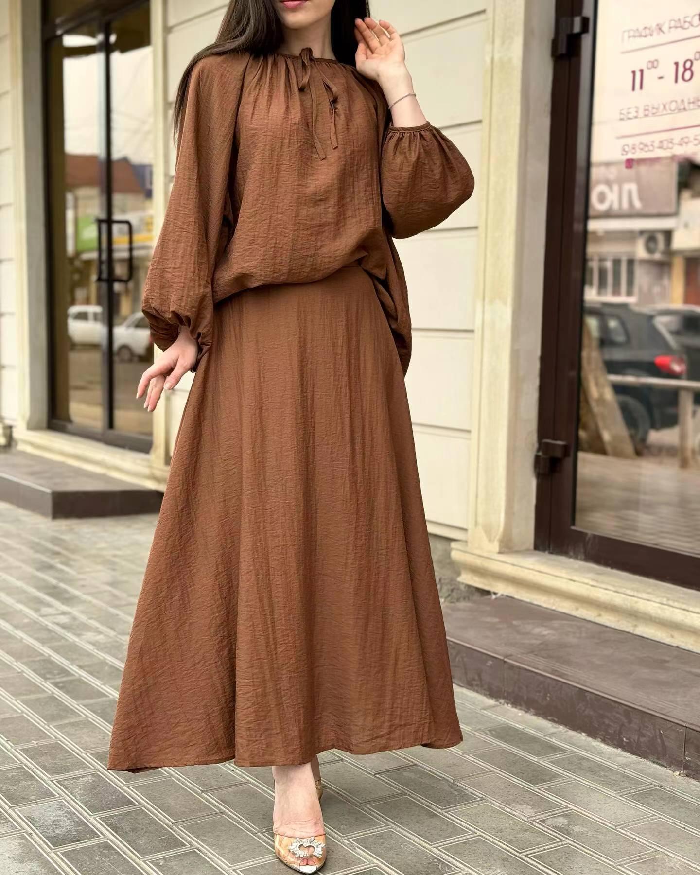 Women s 2024 Spring Puff Sleeve Loose Top & Big Swing Half Skirt Ensemble Large кавовий
Women s 2024 Spring Puff Sleeve Loose Top & Big Swing Half Skirt Ensemble Large кавовий